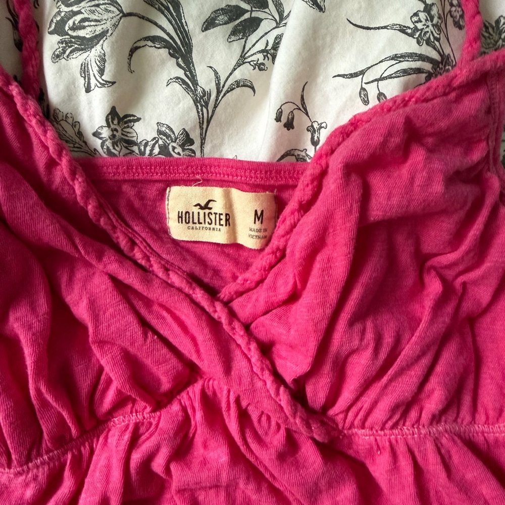 Hollister Hot Pink Sleeveless Camisole Tank with Gathered Bust - Picture 2 of 3
